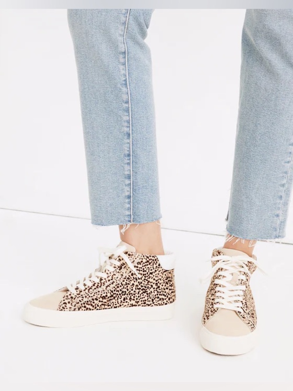 Madewell Women’s Sidewalk High-Top Sneakers Spotted Calf Hair Size 10